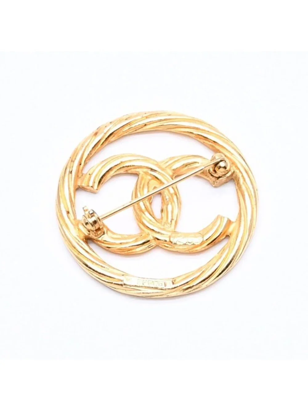 Chanel CC Logo Brooch Metal Round Gold